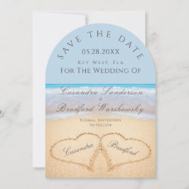 Beach Wedding 2 Hearts in the Sand wedding Invitation
