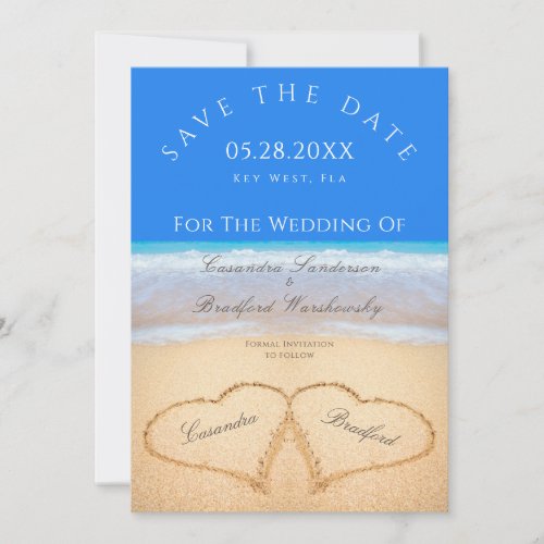 Beach Wedding 2 Hearts in the Sand wedding Invitation