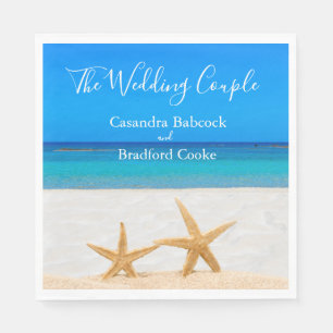 Beach Wedding 2 Starfish in Sand Wedding Napkins