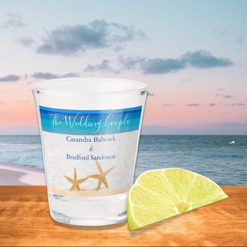 Beach Wedding 2 Starfish in Sand Wedding  Shot Glass