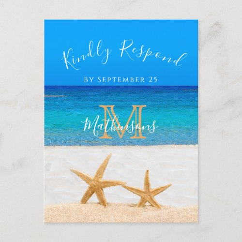 Beach Wedding 2 Starfish in the Sand  Postcard