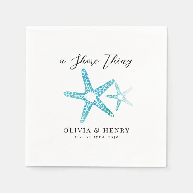 Beach Wedding "A Shore Thing" Starfish Napkins (Front)