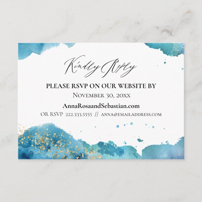 *~* Beach Wedding Abstract Wave Website RSVP Enclosure Card (Front)