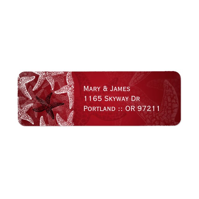 Beach Wedding  Address Starfish Red Label (Front)