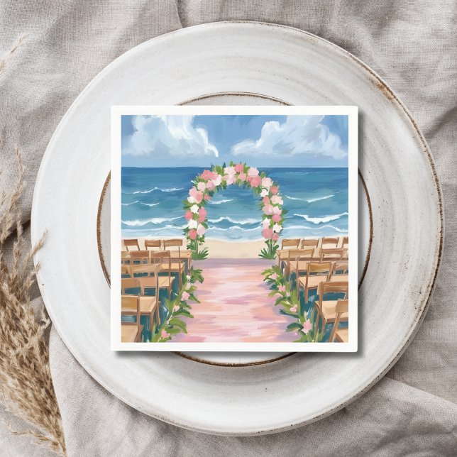 Beach Wedding Aisle Floral Watercolor Napkins (Creator Uploaded)