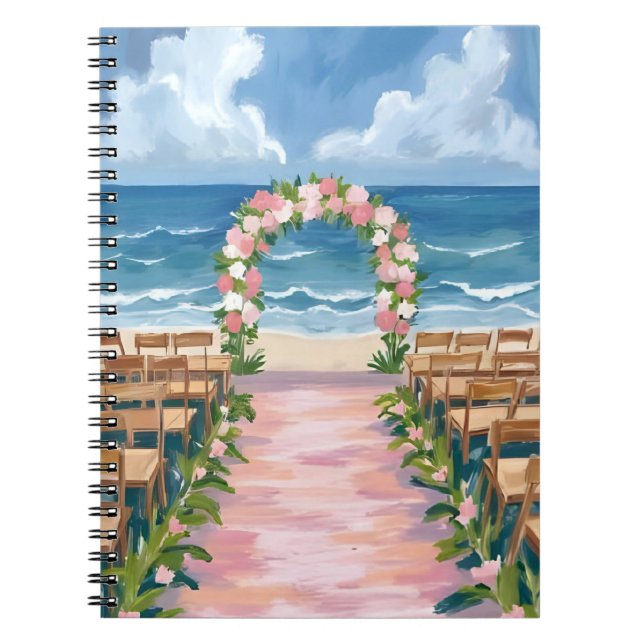 Beach Wedding Aisle Floral Watercolor Notebook (Front)