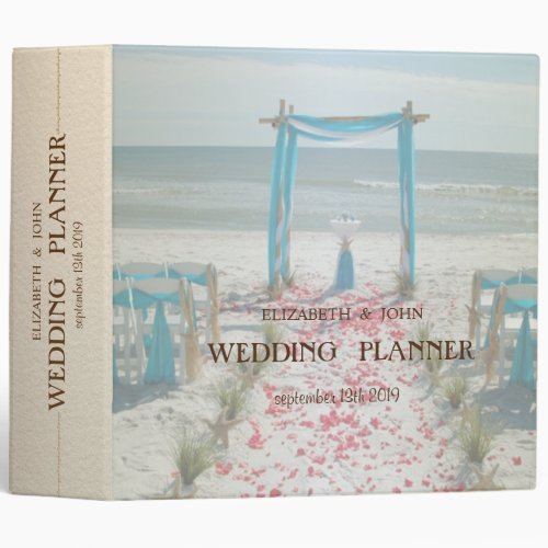 Beach Wedding Arbor 3 Ring Binder