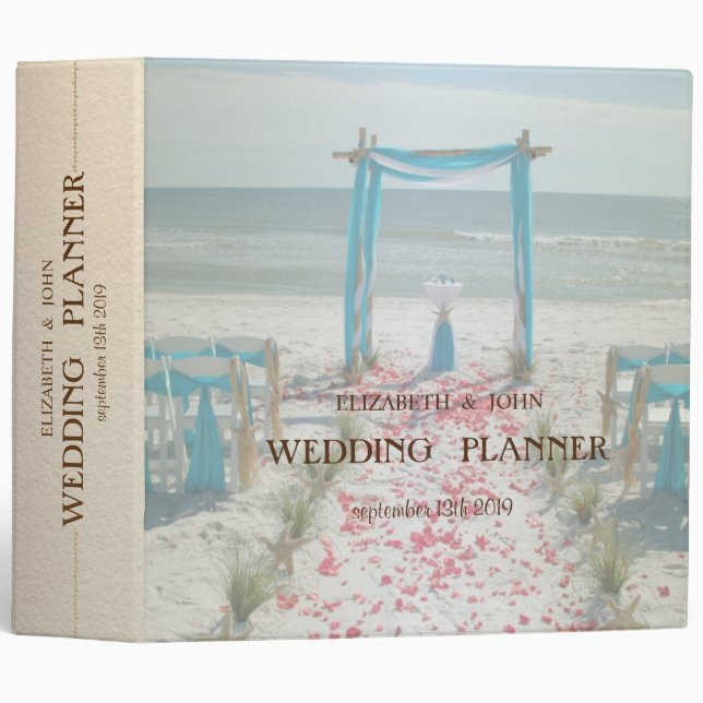Beach Wedding Arbor 3 Ring Binder (Front/Spine)