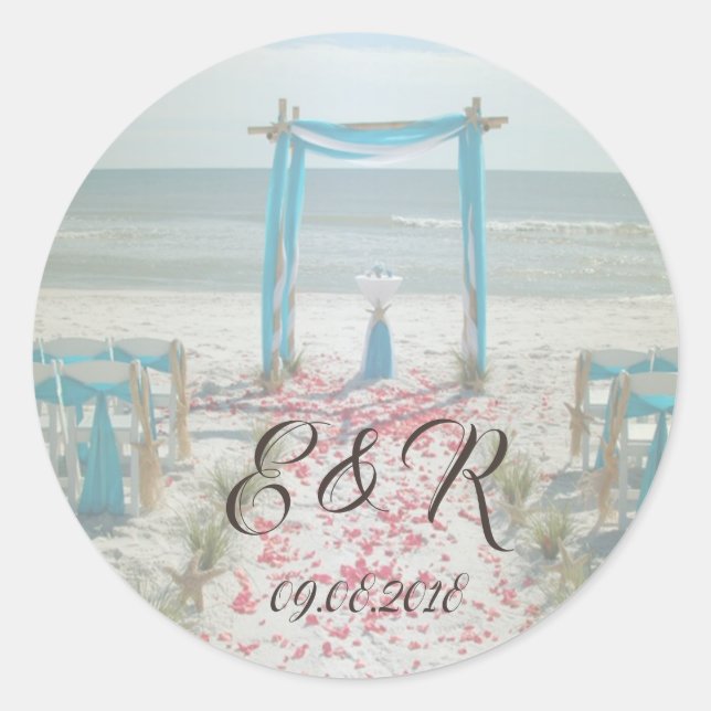 Beach  Wedding Arbor Classic Round Sticker (Front)