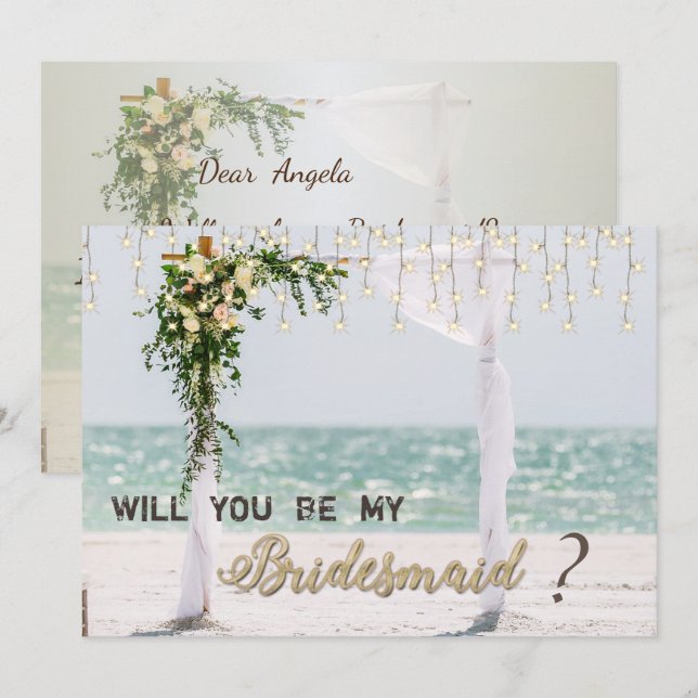 Beach Wedding Arbor Floral Bridesmaid Card (Front/Back)