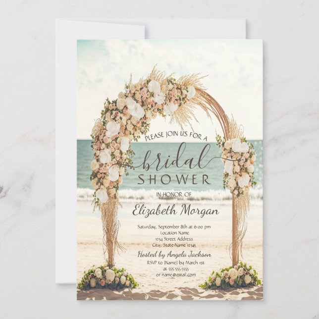 Beach Wedding Arbor Roses Bridal Shower  Invitation (Front)