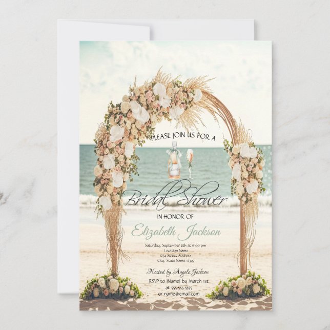 Beach Wedding Arbor Roses Invitation (Front)