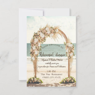 Beach Wedding Arbor Roses Rehearsal Dinner Invitation