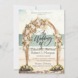 Beach Wedding Arbor Roses Wedding Invitation