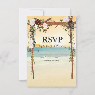 Beach Wedding Arbor RSVP card