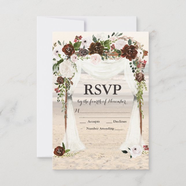 Beach Wedding Arbor RSVP card (Front)