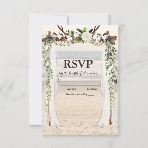 Beach Wedding Arbor RSVP card