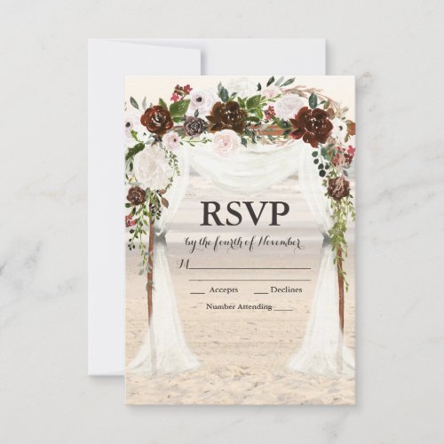 Beach Wedding Arbor RSVP card