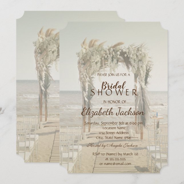 Beach Wedding Arch Bridal Shower  Invitation (Front/Back)