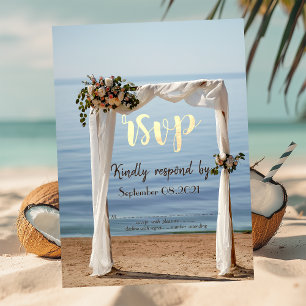 Beach Wedding Arch Floral RSVP Invitation