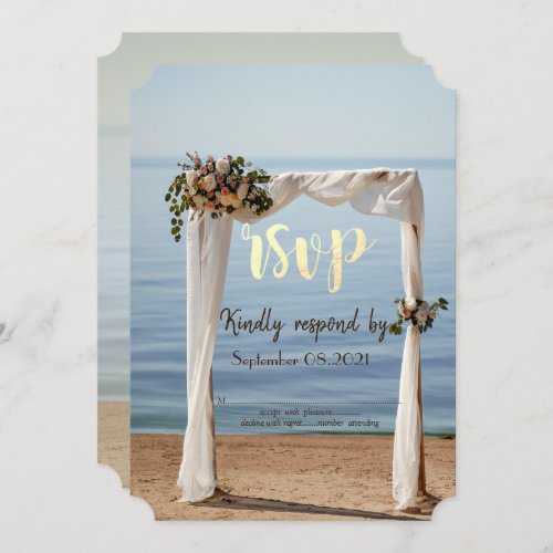 Beach Wedding Arch Floral RSVP Invitation