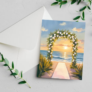 Beach Wedding Arch Floral Watercolor Card