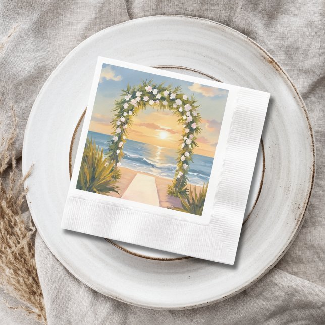 Beach Wedding Arch Floral Watercolor Napkins (Creator Uploaded)