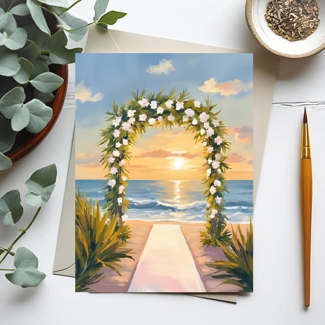 Beach Wedding Arch Floral Watercolor Postcard (Creator Uploaded)
