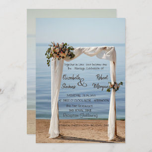 Beach Wedding Arch Floral  Wedding  Invitation
