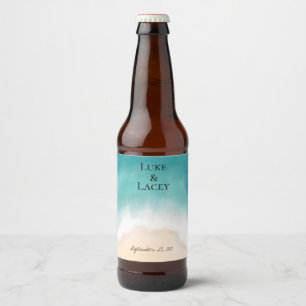beach wedding beer bottle label