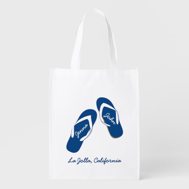 Beach Wedding Blue Flip Flop Welcome Bags (Front)