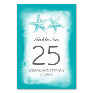 Beach Wedding Blue Table Number Cards Place Cards