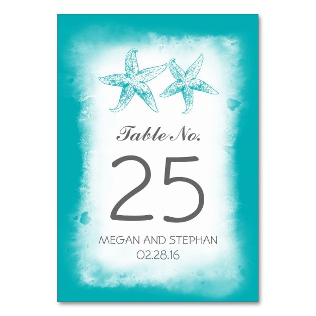 Beach Wedding Blue Table Number Cards Place Cards