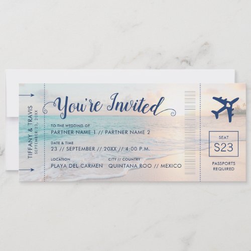 Beach Wedding Boarding Pass All-In-One