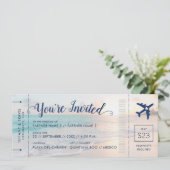 Beach Wedding Boarding Pass All-In-One Invitation (Standing Front)