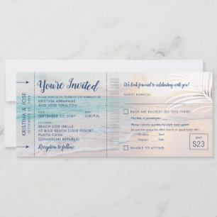 Beach Wedding Boarding Pass All-In-One Invitation