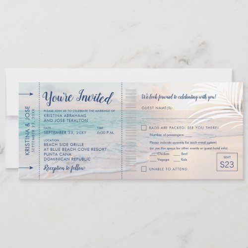 Beach Wedding Boarding Pass All_In_One Invitation