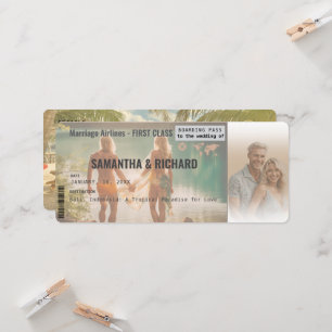 Beach Wedding Boarding Pass Romantic Beach Invitation