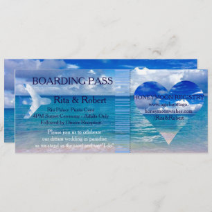 Beach Wedding Boarding Pass Ticket-Destination Invitation