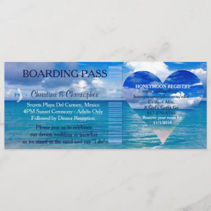 Beach Wedding Boarding Pass Ticket-Destination Invitation