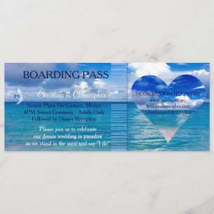 Beach Wedding Boarding Pass Ticket-Destination Invitation