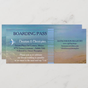 Beach Wedding   Boarding Pass Ticket-Destination Invitation