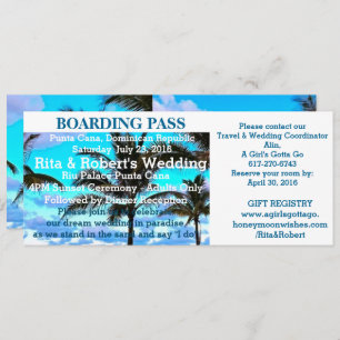 Beach Wedding Boarding Pass Ticket-Destination Invitation