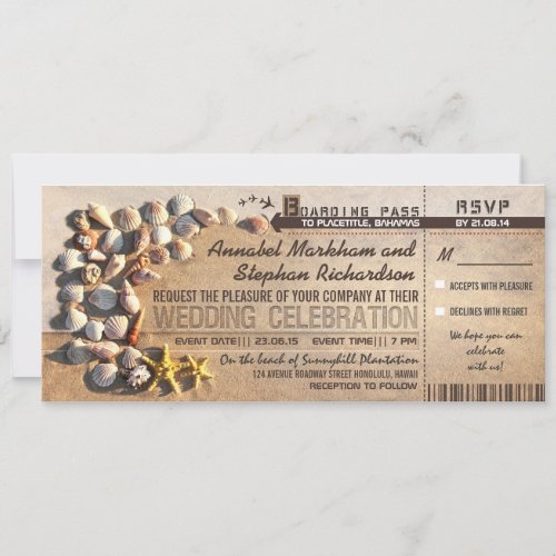 beach wedding boarding pass tickets _ invitations