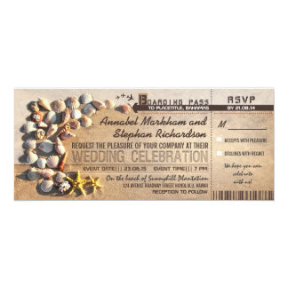 beach wedding boarding pass tickets - invitations