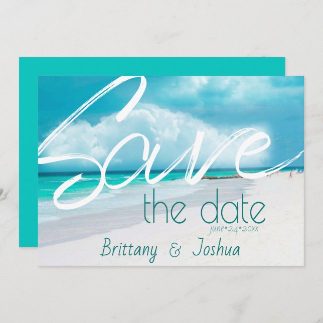 Beach Wedding Bold Save the Date Invitation (Front/Back)