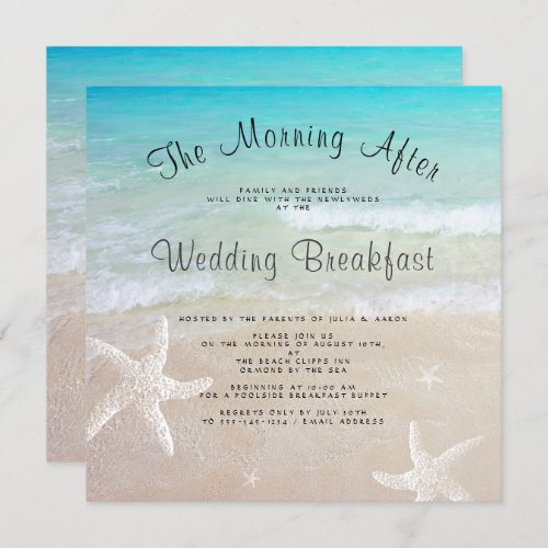 Beach Wedding Breakfast Square Invitations