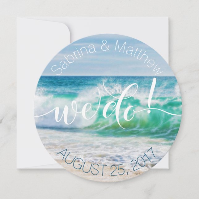 Beach Wedding Breaking Waves We Do Invitation (Front)