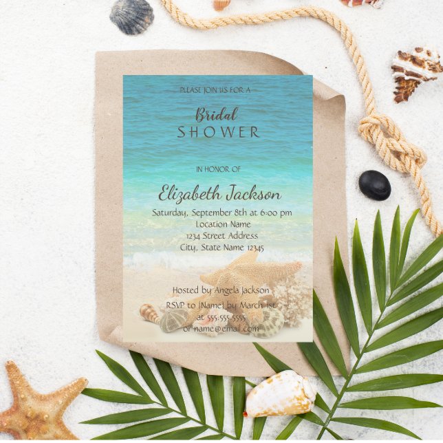 Beach Wedding  Bridal Shower Invitation
