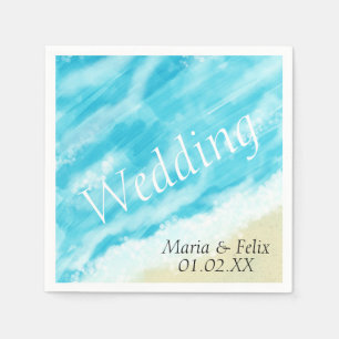 Beach Wedding Bridal Shower Sand Tropical Waves   Napkins